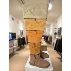 UGG Ombre Thigh High Boots Suede Leather & Shearling Zip Off Adjustable Boots 7